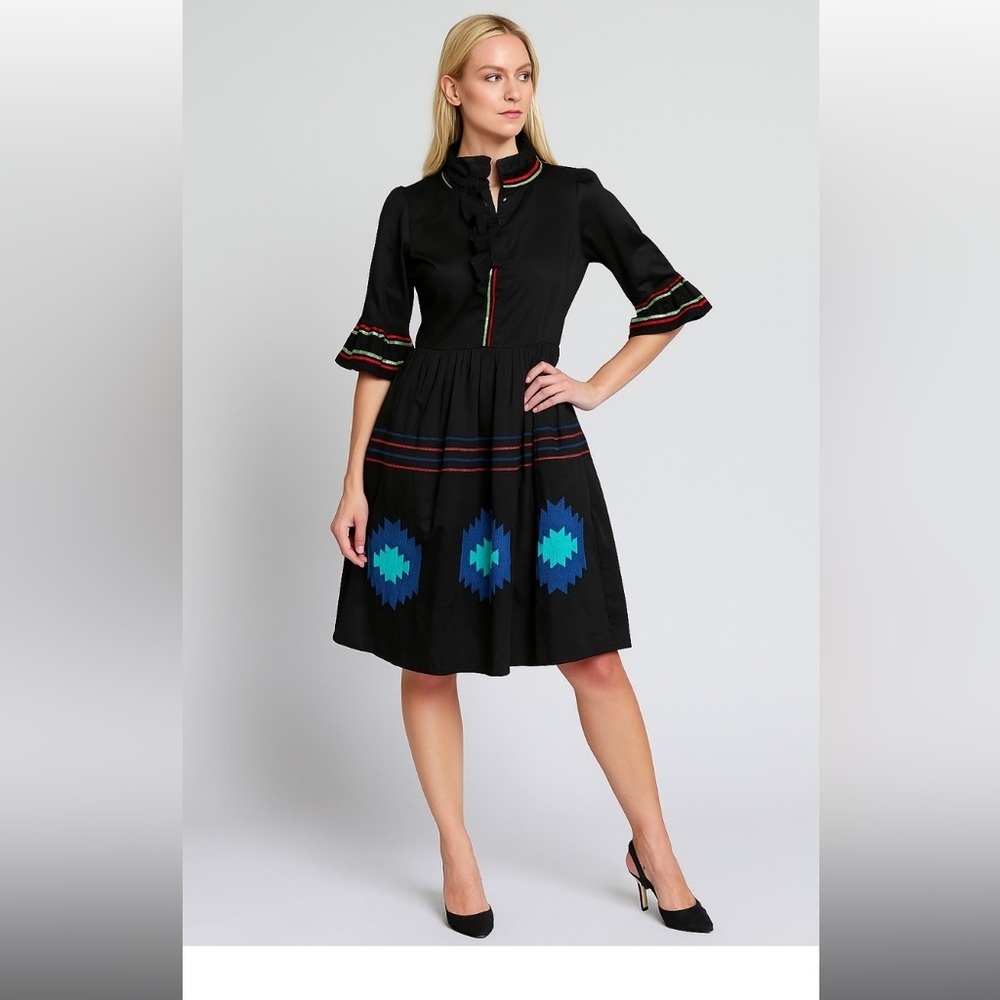 Cynthia rowley y2k designer embroidered boho rare summer black dress $400 party